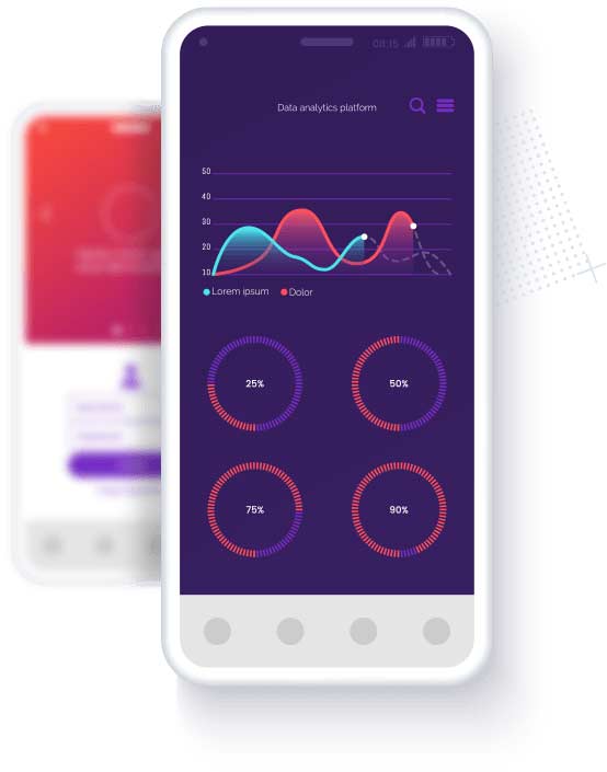 Mockup de un teléfono con una aplicación móvil